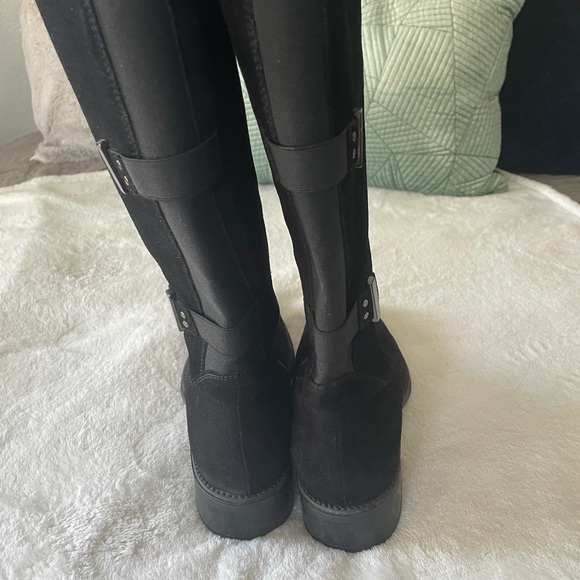 Aquatalia Black Suede Side Zip Tall Riding Boots - Picture 4 of 13